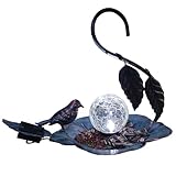 Solar Bird Feeder for Outdoors Hanging, Metal Wild Cardinals Garden Solar Light with S Hook, Weatherproof and Water Resistant Birdfeeders as Gift Idea for Bird Lovers (Blue Gold)