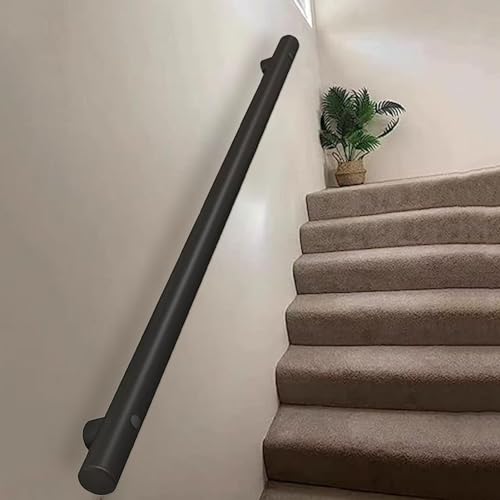 Rampe d'escalier ronde anti-chute avec supports muraux en acier inoxydable robuste