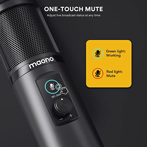 Maono Usb Microphone With One-Touch Mute And Gain Knob, Professional Condenser Computer Pc Mic For Podcasting, Recording, Gaming, Live Streaming, Zoom Meeting, Studio, Youtube, Skype, Au-Pm421 #TOP1