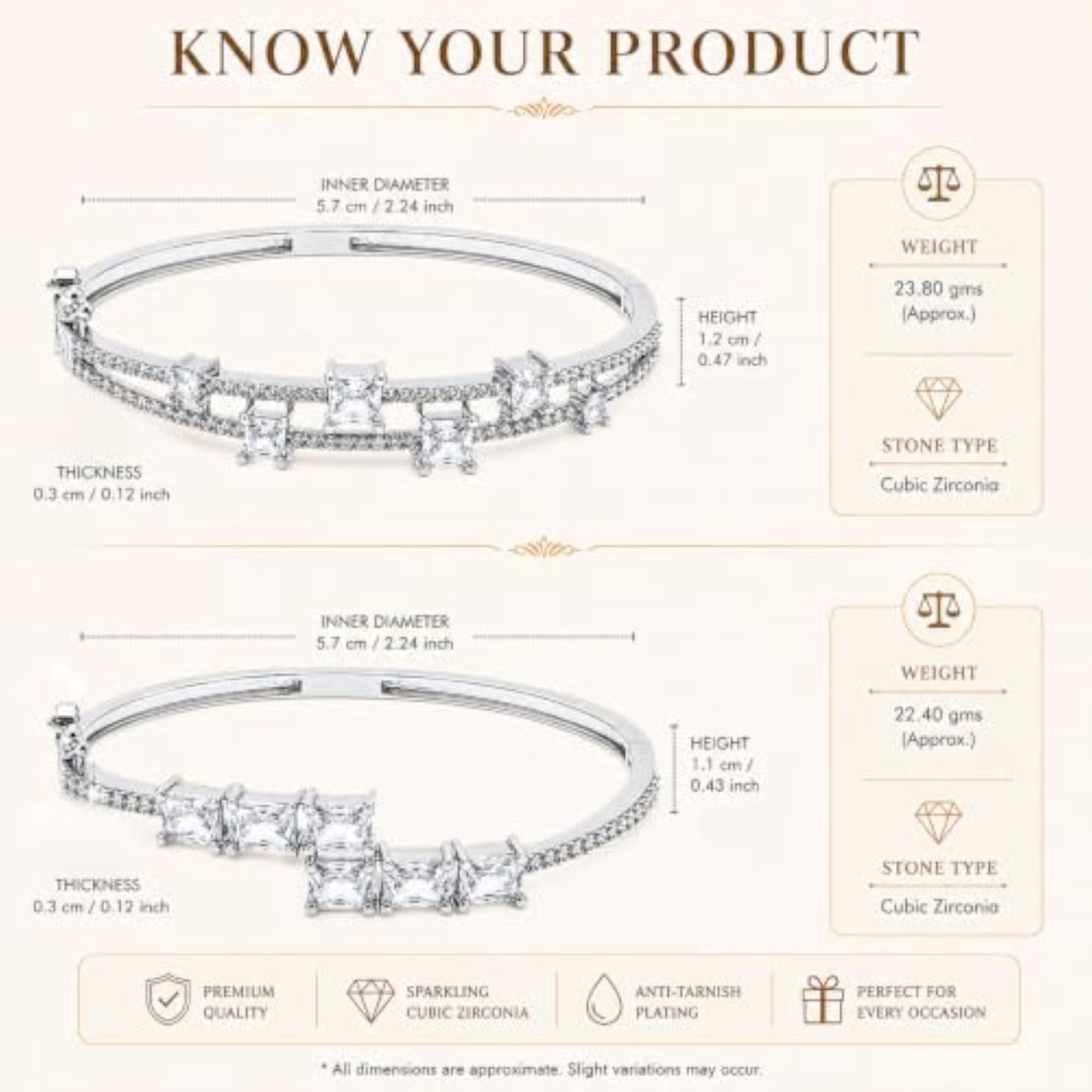 Set of 2 Rhodium Plated AD Crystal Openable Cuff Bracelets