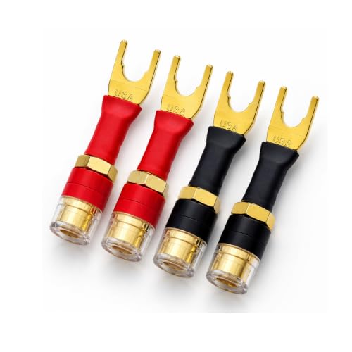Adaptadores de cable para altavoz chapados en oro, 4 unidades miniatura 1