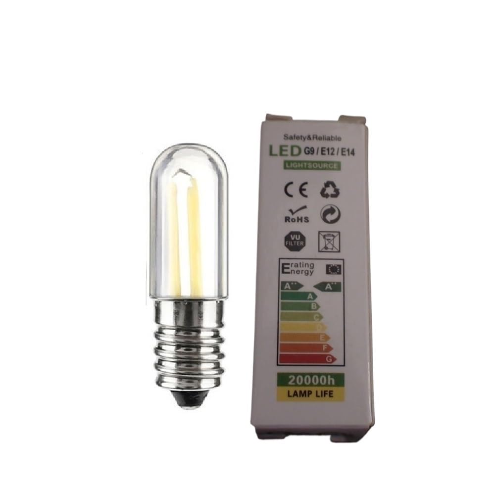 YSJX Lighting, Confezione da 20, Lampadine LED a filamento COB AC220V E12/E14 1W 2W 4W Mini Lampade for Frigorifero Congelatore Macchina da Cucire Lampadine per la casa(Warm White,E14 1W)