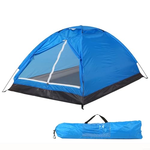 Jotekonoby 2 und belüftetes Zelt, Fiberglas, tragbar, Wandern, Outdoor-Abenteuer, 180T Polyester mit Pu1000 mm Regenfliege, für Stöcke, Camping, Blau