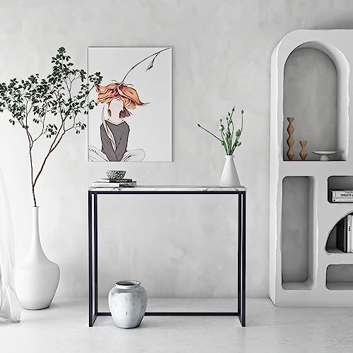 Tilly Lin 36" Faux Marble Top Console Table With Black Metal Frame, Rectangular Shape Sofa Table For Entryway, Bar Table For Dining Room, Couch Table, Display Table For Living Room, Hallway, Foyer #TOP3
