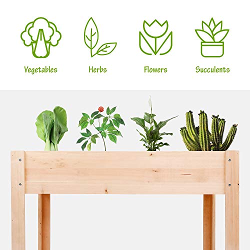 BAHOM Large Raised Garden Bed with Legs Elevated Standing Planter Grow Box Wood for Vegetables Fruits Herbs Flowers with Drainage Outdoor Patio Balcony Backyard