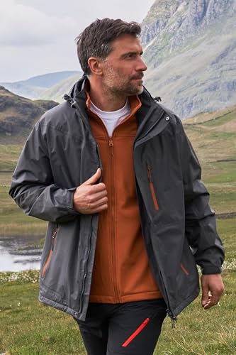 Mountain Warehouse Bracken Extreme Mens 3 in 1 Waterproof Jacket – Adjustable Mens Coat, Warm Rain Jacket, Headphone Compatible Outerwear – For Camping, Walking Dark Grey XS - Image 8