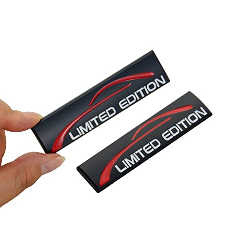 Image of 2Pc 3D Metal Limited Edition Logo Emblem Badge Auto Premium Badge Trunk Fender Rear Side Sport Decal Sticker (Black White)