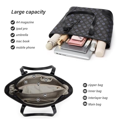 Image of Women Fashion Synthetic Leather Handbags Tote Bag Shoulder Bag Top Handle Satchel Purse Set