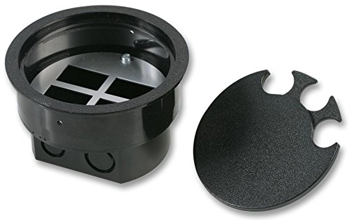 PRO ELEC Circular Floor Box with RJ45 Plate - 125mm Black, 4-Way RJ45/BT Plate, ABS Housing