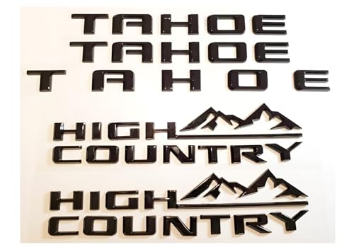 Image of Door Rear Tailgate Badge Nameplate 3D Emblem Replacement for 2021+ Tahoe High Country 5pcs (Gloss Black)