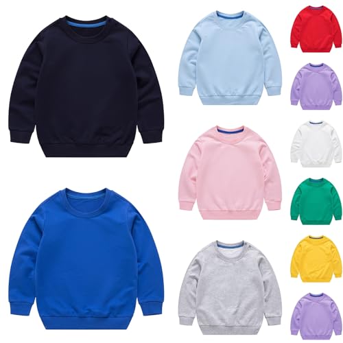 KAGAYD Toddler Kids Boy Girl Sweatshirt Solid Color Long Sleeve Crewneck Pullover Tops Infant Clothing