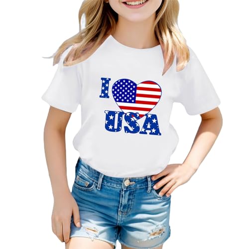 Boys Girls 4th of July American Flag Patriotic Cotton Tshirt Kids Independence Day Tops Short Sleeve Girls Summer Shirts2