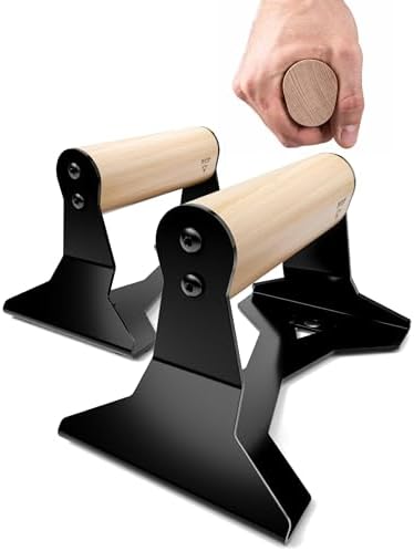 PULLUP & DIP Parallettes - Push Up Handles with Ergonomic Wooden ...
