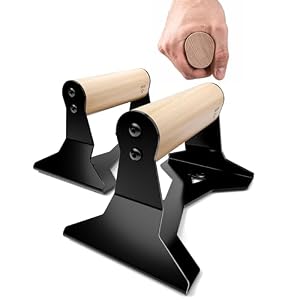 PULLUP & DIP Parallettes – Push Up Handles with Ergonomic Wooden Handles & Heavy-Duty Steel – Non-slip Parallettes Bars for Strength Training and Calisthenics – Press Up Handles for Push Ups