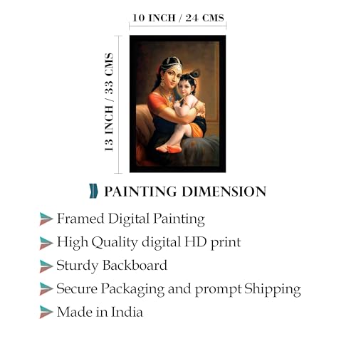 Image of Indianara Yashoda Nandlala Painting With Frame 13 Inches X 10 Inches