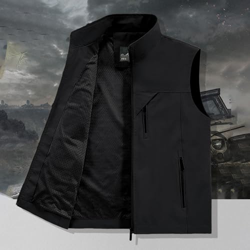 Mens Sleeveless Vest Outerwear Summer Outdoors Hiking Travel Photo Work Fishing Cargo Vest Pockets4