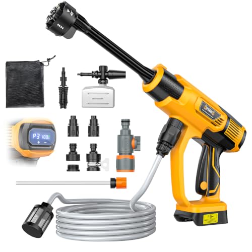 DIYtoolifz Cleaning Tool Compatible with DeWalt 20V Battery 2.2LBS with 16.4ft Hose & 6-in-1 Nozzle + Attachment for Car Patio Fence (Battery not Included Tool Only)