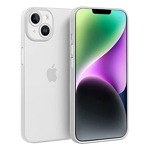 doupi Ultra Slim Hülle kompatibel mit iPhone 14 (6,1 Zoll), Ultra Dünn Fein Matt Case Handyhülle Cover, weiß