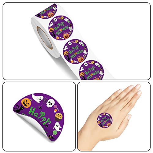 Heyfibro 500 Pcs Halloween Stickers, 1.5 Inch Happy Halloween Stickers For Kids, Adults, Halloween Pumpkin Stickers Roll For Gift Boxes, Candy Bags, Envelopes, Cards, Cookie Bags #TOP4