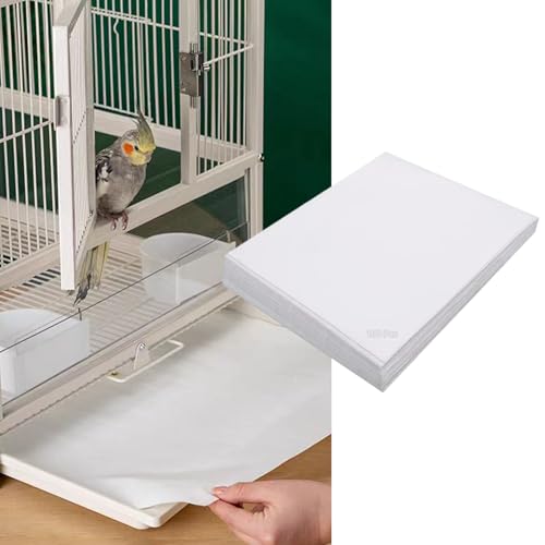 MANON ROSA Bird Cage Liner Papers,100pcs Disposable Non-Woven Parrort Cage Liner, Precut Absorbent Leakproof Bird Carrier Cleaning Birdcage Accessories (Rectangular (22''L×12.6''W))