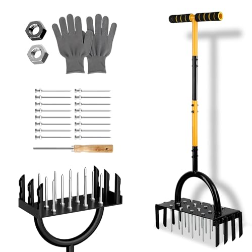 Fynokst Aireador De CéSped 2 En 1, Aerificador para CéSped, Erificador para CéSped Hueco, Utilizado para Aireador De Carpintero, VentilacióN del Suelo, Cuidado del CéSped