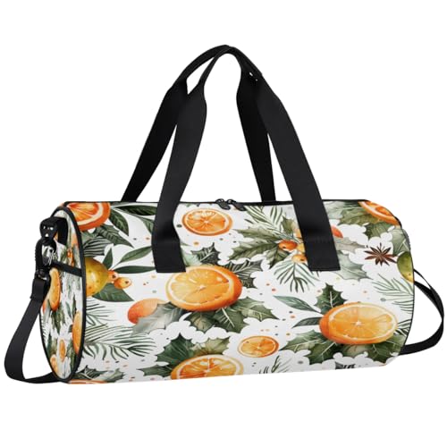 Leaves Oranges Travel Gym Bag Waterproof Sport Dance Bag for Women Men Portable Gymnastics Duffel Bags Canvas Tote Carry on Handbag for Workout Overnight Weekender