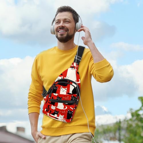 Mochila cruzada de gatos estampada con correa ajustable unisex 6