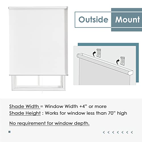 Chrisdowa Cordless 100% Blackout Roller Shade, With Striped Jacquard, Thermal Insulated, Uv Protection Fabric, Total Blackout Blinds For Window, French Doors, Home And Office.light Grey, 22"W X 72"H #TOP5