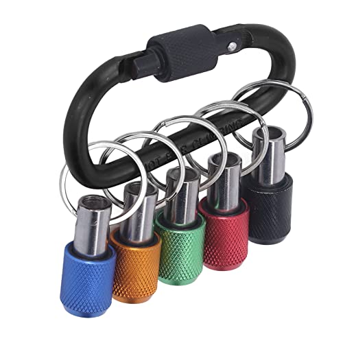Bithalter Schlüsselanhänger Bohrerhalter Schnellspanner-Schraubendreher-Bit-Verlängerungsstange Schlüsselanhänger für 1/4-Zoll-Sechskantschaft-Bit (Schwarzer Karabiner)