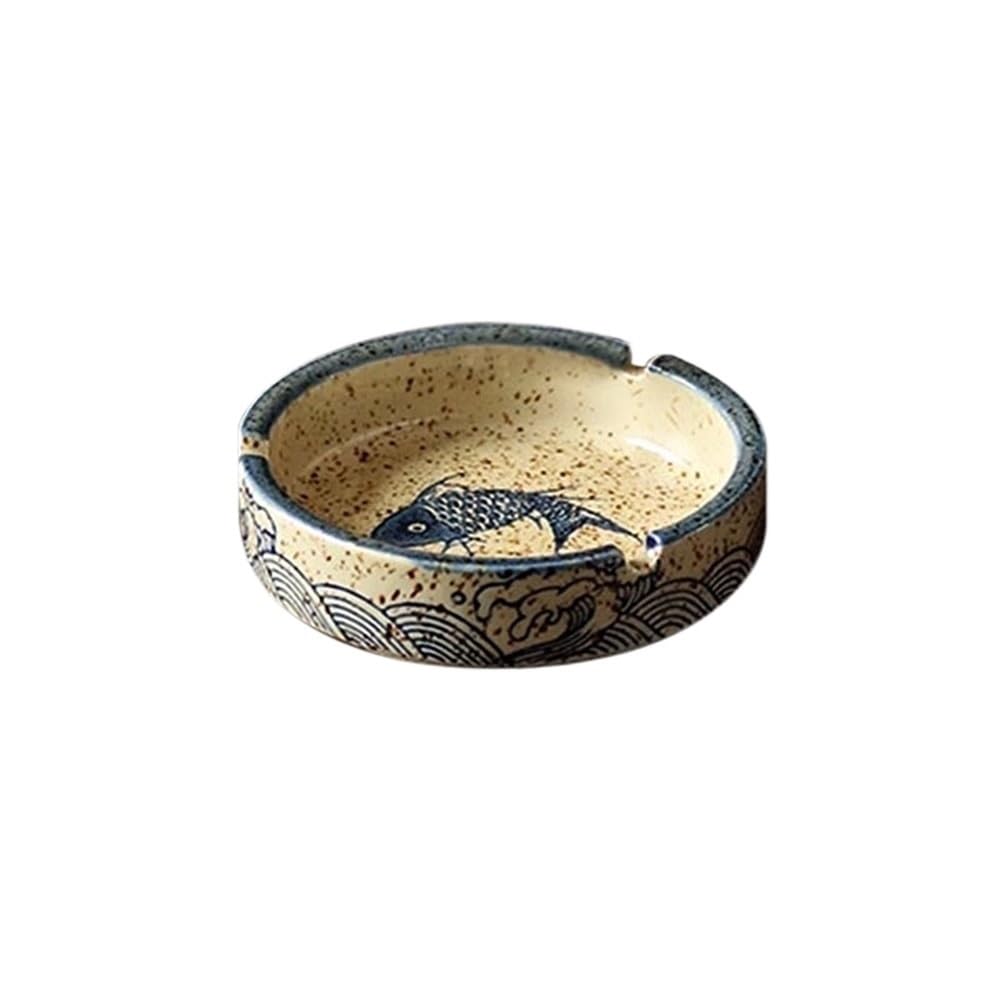 Indoor Decorative Round Shape Ceramic Ashtray Portable for Home Offices Restaurants Balconies Gardens or Decoration etc for Desktop
