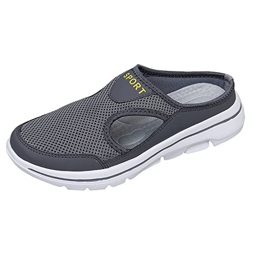 Generisch Sandalias Mujer Hombre Zapatos Deportivos Sencillos Color Sólido Moda Verano Patrón Malla Transpirable Cómodo Fondo Plano Antideslizante Gran Par de Zapatos, gris oscuro, 45 EU
