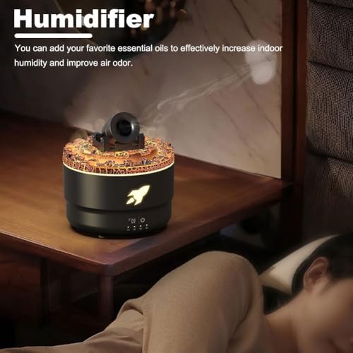 Image of Cannon Humidifier Aroma Diffuser with 7 Color LED Light, 280 ml Cool Mist Air Humidifier, Creative Turret Vapor Diffuser with Timer Modes, Desktop Aromatherapy for Bedroom, Office & Home
