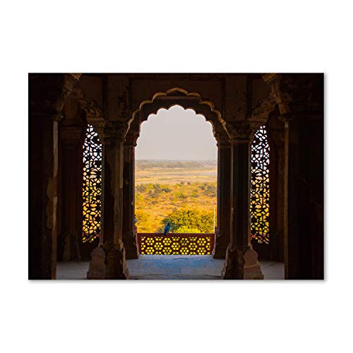 Fond de hotte en verre 100x70cm Jaune Fort Agra Inde Tulup