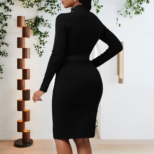 MsavigVice Church Dresses for Women Sexy Pencil Business Work Midi Dress Slim Fit Bodycon Dresses with Belt4