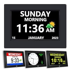 AINFTIME Digital Clock with Date and Day of Week for Elderly 12 Alarms Medication Reminder Dementia