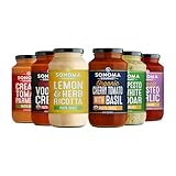 Sonoma Gourmet Pasta Sauce Variety Pack – Non-GMO, No Sugar Added – 6 Chef-Crafted Flavors – 25oz Jars