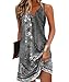Yeenily Damen Bohemian Ärmellos Kleid V-Ausschnitt Blumenmuster Tunikakleider A Linien Lose Lässiges MiniKleid Freizeitkleid(Ärmellos Grau,XL)