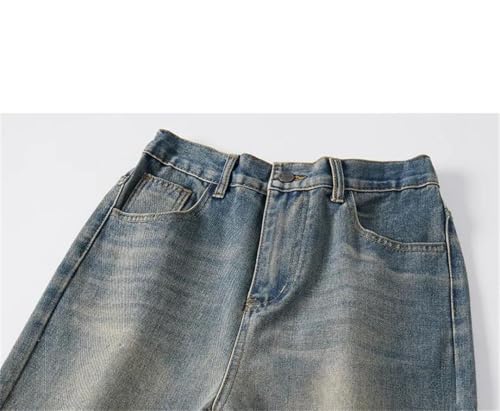 Men's Merican Retro Washed Jeans Loose Denim Trousers Hip-Hop Straight Wide-Leg Pants2