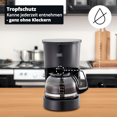 KHG Kaffeeautomat KA-127 (S) aus Kunststoff in schwarz, Kapazität für 5 Tassen, mit Glaskanne 600 ml, Warmhaltefunktion für ca. 30 Minuten, Permanentfilter, Abschaltautomatik – Bild 7