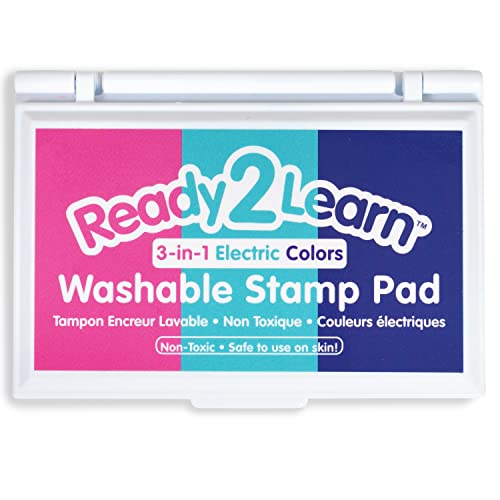 Ready 2 Learn Washable Stamp Pad 3-In-1 - Electric - Pink, Purple And Turquoise - Non-Toxic - Fade Resistant - Perfect For Scrapbooks, Posters And Cards - New And Improved 2022 Version #TOP6