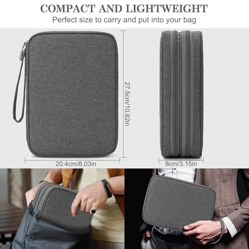 Image of FYY Electronic Organizer, Extra Large Travel Cable Organizer Bag Pouch Portable Waterproof Double Layers All-in-One Storage Bag for iPad, Cable, Power Bank, Laptop Charger for Office /Home, Dark Grey