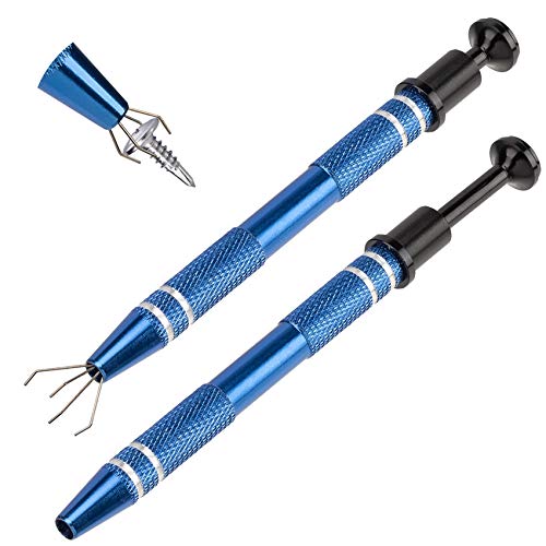 ANCIRS 2 Pack Stainless Steel 4-Claw Pick up Tool for Small Parts Pickup, 4 Prongs Grabber for Tiny Objects in Home, Office - IC Chip, Electronic Components, Hex Nuts, Jewlery Making Accessory