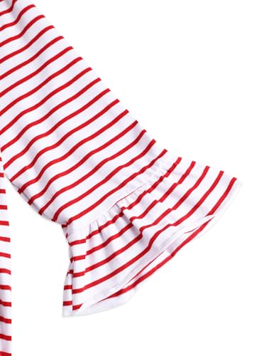 LilyCoco Womens Striped Shirt Ruffle 3/4 Sleeve Casual V Neck T Shirts4