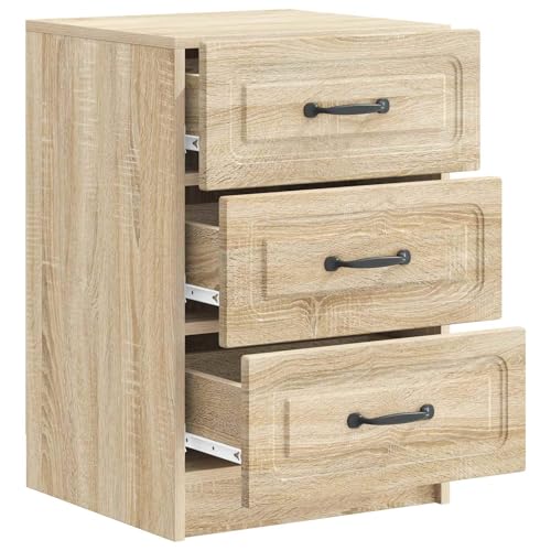 Table de chevet chêne Sonoma avec 3 tiroirs | Commode bois moderne et table d'appoint de nuit