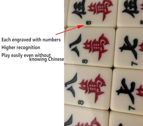 Mahjong Set Mit Arabischen Ziffern Professionelles Chinesisches Mahjong-Spielset 146 Tiles (Mahjongg, Mah-Jongg, Mah Jongg Set, Majiang)