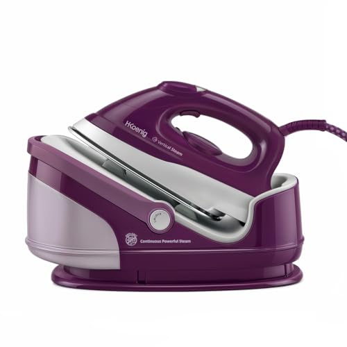 H.Koenig V8 Centrale vapeur verticale Haute Pression 8 bars puissante et continue 100g/min, Autonomie illimitée, Semelle Céramique, Rapide, Compact,...