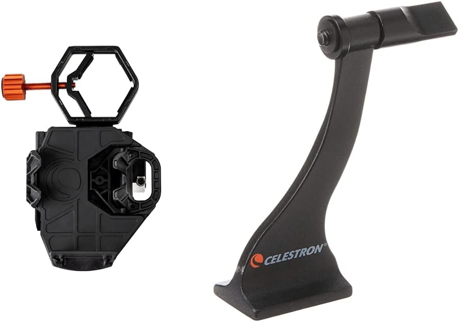 Celestron - NexGO 2-Axis Universal Smartphone Adapter & 93524 Roof and Porro Binocular Tripod Adapter, Black