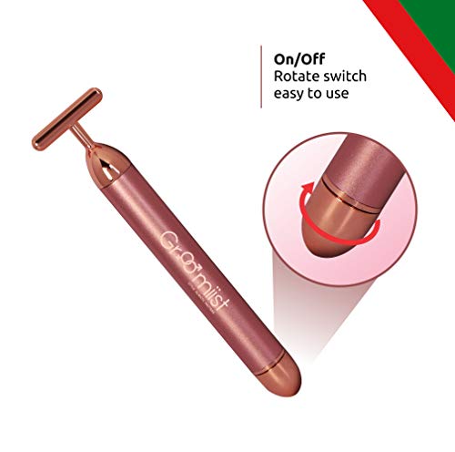 Image of Groomiist Energy Bar Rose Gold Battery Operated Facial Massager with Efficient Vibration (Rose Gold)