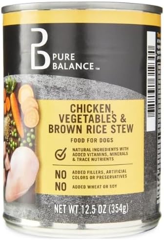Pure Balance Beef Stew and Chicken Stew Wet Dog Food Variety Pack, 12.5 oz Cans (6 Pack)