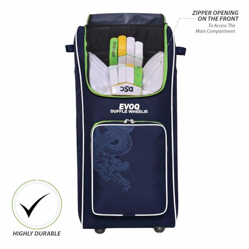 Image of DSC Evoq Duffle Wheelie Cricket Kit Bag with Wheels - Large Capacity Sports Equipment Travel Bag for Players